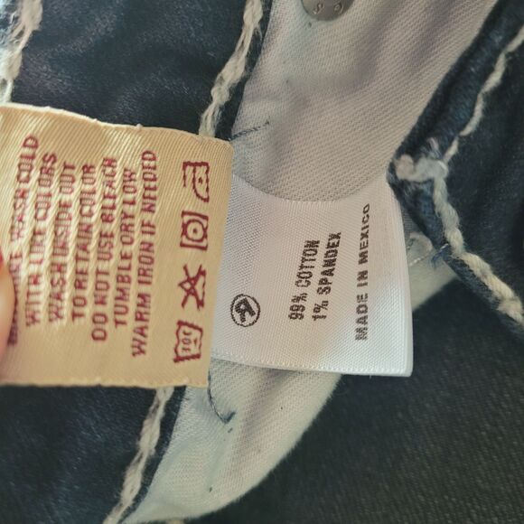 Big Star Liv Boot Womens 26L Low Rise Bootcut Dark Wash Denim Jeans White Sitch - Picture 6 of 10